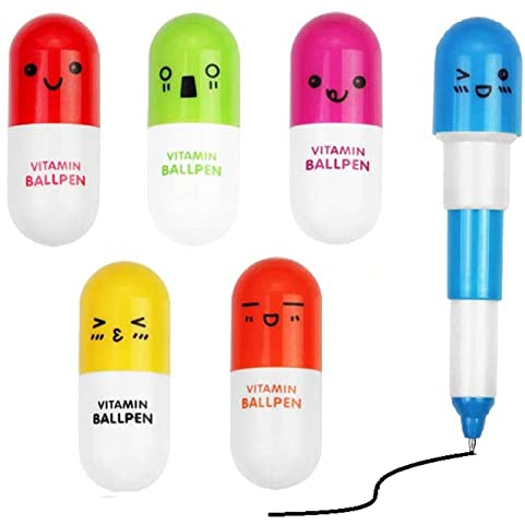 Penne Kawaii,Penna per Bambini,Penne Pillola,Retrattili Infermiere Penne,6PCS Penne Divertenti Penne Carine Penna Capsula Penna Sfera Penna Piccola Gadget Strani Penna Tascabile Penne