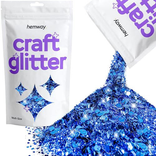 Hemway Craft Glitter - Sapphire Blue | 100g Multi Size Metallic Sequin Flakes for Resin & Epoxy Crafts | Supplies for Tumblers, Cards, Jewellery, Candle, Hair, Face, Body & Nail Art