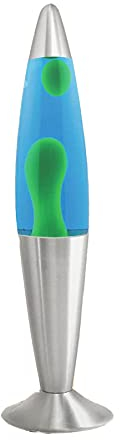 Almineez Magic 16” Lamp - Aluminium Soothing Colour Motion Wax and Liquid - Novelty Retro Fun Gadget Gift for Home Bedroom Desk Table Decoration Mood Relaxation Light (Green Wax/Blue Liquid)