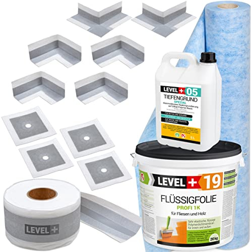 Dichtset Flüssigfolie 20Kg Auf Holz Fliesen, Innenecken, Wandmanschetten, Dichtband, Dichtbahn, Tiefengrund, Abdichtungsset Dusche Bad Küche SET548