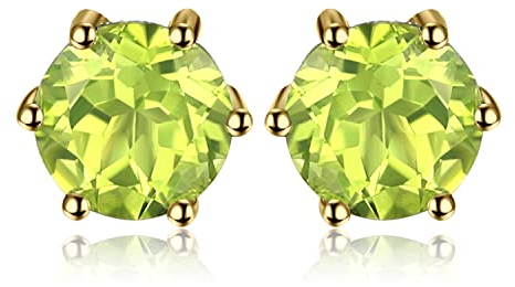 JewelryPalace Rundschliff 1.1ct Echt Peridot Ohrstecker Silber 925 Damen, Naturstein Schmuck Set Grün, Ohrringe Silber Edelstein Mädchen, Ohrstecker Silber Klein mit Stein Frauen Geschenk Vergoldet