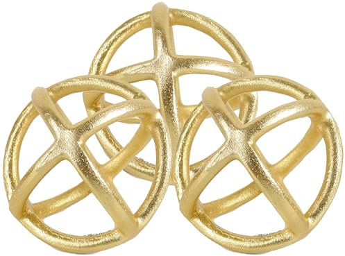 CLEENTABLE Metal Sphere Decorative Ball, Decorative Balls for Centerpiece Bowls, Orbs Decorative Balls, Decorative Balls for Home Décor, Decorative Ball Set 3-4 Inches (Gold)