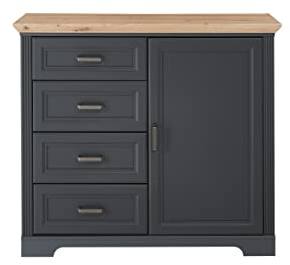 Stella Trading Jasmin Kommode in Graphit, Artisan Eiche Optik - Kommode im Landhausstil mit Schubladen und viel Stauraum - 115 x 102 x 41 cm (B/H/T)