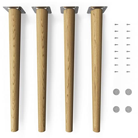 Sossai Möbelfüße aus Massivholz Eiche mit Öl-Finish, Clif Round HMF1, 45 cm hoch, rund, gerade Ausführung, für Stühle, Tische, Schränke