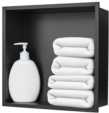 Niche de douche en acier inoxydable noir mat 30,5 x 30,5 cm