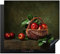 KitchenYeah© Herdabdeckplatte Einteilig Abdeckplatten Cerankochfeld Abdeckung Ceranfeld Herdplattenabdeckung Induktionsmatte Trauben - Rustikal - Apfel - Obst - Rot - Korb - 57x51 cm
