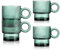 Joeyan 300ml Stackable Drinking Glasses with Handle, Emerald Green Coffee Mugs Set of 4, Colored Ribbed Glass Tumblers Glassware Set for Cappuccino Juice Beverages, Dishwasher Safe