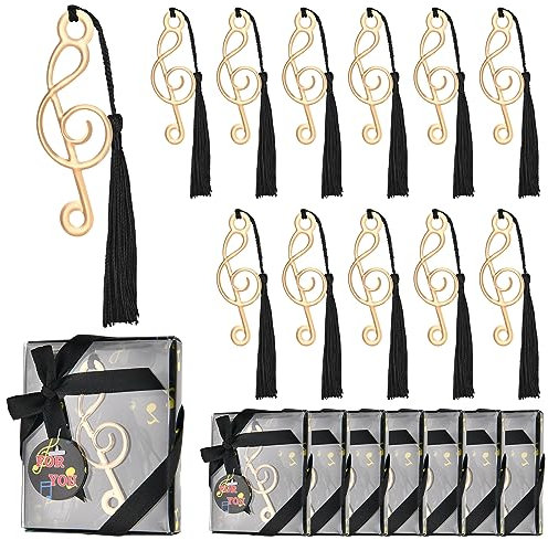 60 Stück hohle Musiknoten-Lesezeichen mit eleganter Seidenquaste, Metall-Lesezeichen mit Geschenk-Box, für Babyparty, Gastgeschenke, Bürobedarf, Schulgeschenke, Hochzeitsfeier, Dekoration, Gäste,