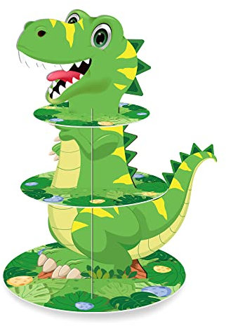 Dinosaurier Cupcake Stand für 24 Cupcakes 3 Tier Cupcake Stand Cartoon-Dinosaurier Themed Party Supplies Cupcake Display Holder für Geburtstagsparty, Baby-Dusche, Party