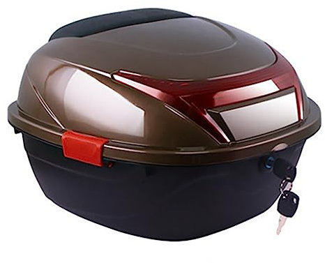 JUNNIU Motorrad-Topbox, Kofferraum, Heckbox, Helm, Gepäckaufbewahrung, Topcase mit Montageteilen, versiegelter und wasserdichter doppellagiger Schutz für Roller/Braun Decoration