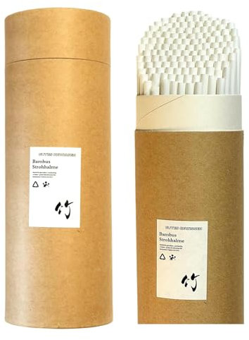 100% Biodegradable, Environmentally Friendly Bamboo Fibre Straws, 20 cm H, Best Replacement for Plastic Drinking Straws (130)