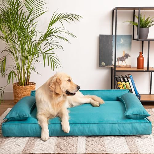 PillowPrim Hundebett, Haustiermatratze, Katzenbett, Hundekissen, Hundekorb, Hundesofa, Liegeplatz für Hund, Orthopädische, Möbel, Blau, 120x77 cm
