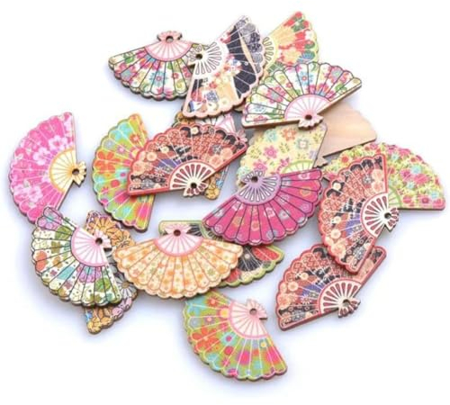 Wisafory 30 unidades mini abanicos de mano estilo vintage impresión abanicos decoración con agujeros pequeño ventilador de madera encanto llavero para boda, fiesta, comunión y decoración DIY