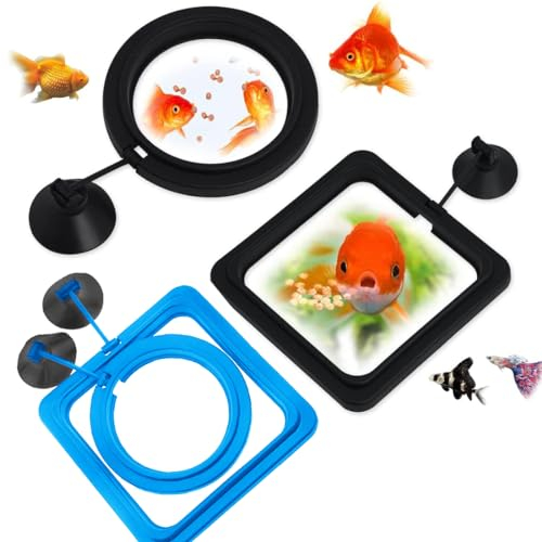 VZUHSW Schwimmender Futterring für Fische und Schildkröten - Set mit 4 Saugnäpfen - ideal für Guppy, Bettas, Goldfisch und Schildkröte - Futterstation für Aquarium und Teich
