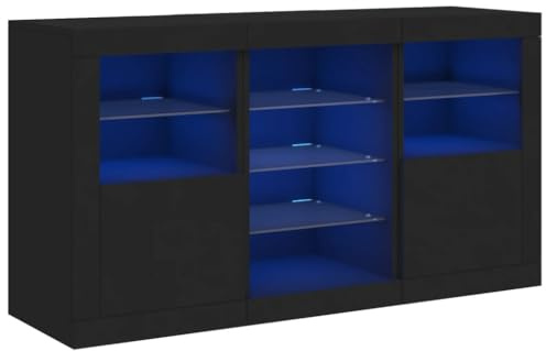 vidaXL Sideboard mit LED-Leuchten Schwarz 123x37x67 cm