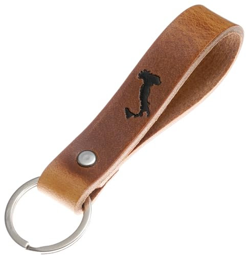 ELBERCRAFT® Porte-clés souvenir de ville en cuir gravé le petit cadeau d'anniversaire pour votre personne préférée, femme ou homme, fabriqué à la main en Allemagne, italie, 12 cm