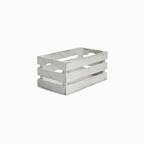 Wickerfield Great Value Wooden Crates for Retail Display, Tray Wooden Storage Box for Shelves Racks, Gift Hamper for Window Display Rectangular (White Wash, Medium)