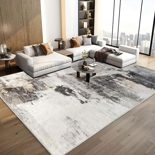 Safunion Alfombra de área alfombras Grandes para Sala de Estar Alfombra Abstracta Moderna Alfombra Suave de Pelo Corto para Dormitorio (Abstracto Marrón/Multi, 200 x 250 cm)
