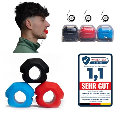 F.MERZCA® Premium Jawline Trainer – Doppelkinn Entferner & Kiefertrainer für Männer & Frauen – Gesichtstraining für markante Jawline & Kiefermuskeln – Gegen Doppelkinn & für ein definiertes Gesicht