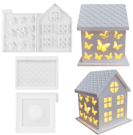 Silikonformen Gießformen Häuser Kerzenhalter, 3D Silikonform Haus Gips Zum Gießen Gießformen Silikon Gießform Haus Giessformen Silikon Gießform Kerzenhalter Silikonform Häuser Silikonform Weihnachten