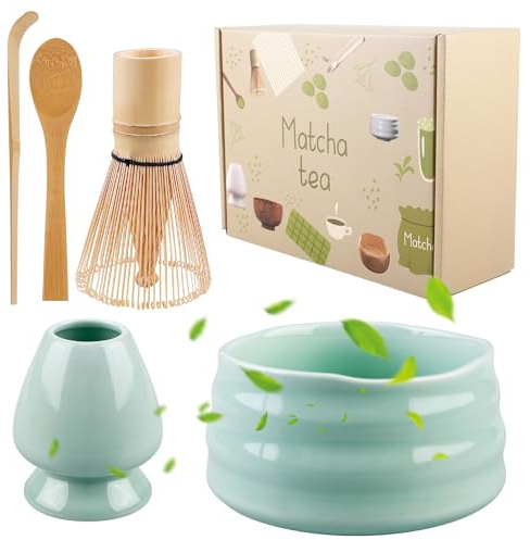 HOMURY Juego de Té Matcha de 5 Piezas - Batidor de Bambú, Ceremonia de Té, Escoba para Polvo