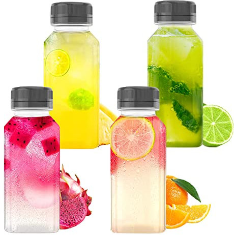 AQSXO Bottiglie di plastica per succhi di frutta, contenitori riutilizzabili per bevande, per succhi, latte e altre bevande, 4 pezzi.