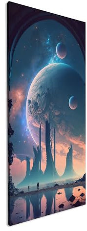 Leinwandbild Portalblick auf ferne Welten, Sci-Fi-Wunder Panorama Format: 120x60 cm XXL Kunstdruck Bild auf Keilrahmen/Wandbild/Wohnzimmer Deko