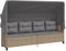 Makastle 4-Sitzer Sofa mit Dach und Kissen, Garten Schlafsofa Gartenliege Outdoor Sofa Couch Liege Sonnenliege Terrassenliege, Beige Poly Rattan