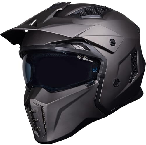 Black Street Fighter Open Face Motorcycle Helmet L Matt Bronze