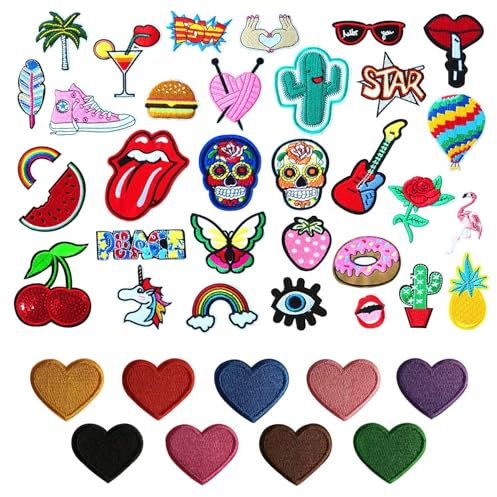 32 Parches De Bordado, 9 Parches De Corazón, Parches Para Planchar, Parches De Costura, Parches Para Ropa