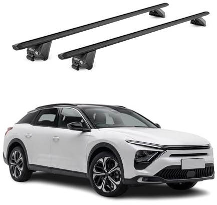 OMAC Barre Portatutto Alluminio TÜV geprüft per Mercedes C Klasse S205 2014-2021 – per Rail Tetto Integrati – T Nut – Max 100 kg – 2 Schlösser Nero
