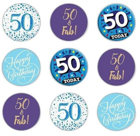 24 x 50th Birthday Edible Rice Wafer Paper Cupcake Toppers Cake Decorations Bday Celebration