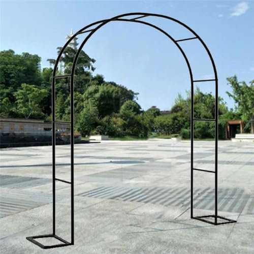 Arche de Jardin Extérieure en Métal Tonnelle à Roses Tonnelle Tubulaire Solide Noire pour Roses Plantes Grimpantes Support Arche Décoration de Mariage (W200xH230x40cm)