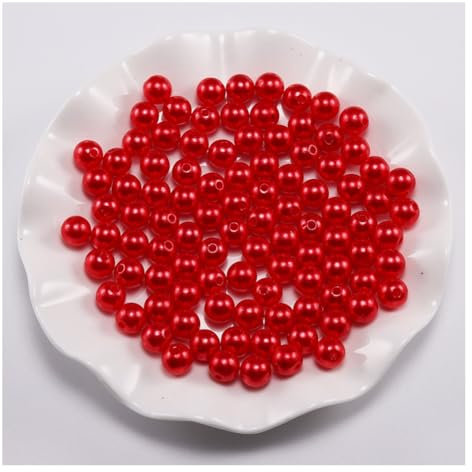 Wisafory 100 Stück Perlen zum Basteln Kunstharzperlen Glasperlen Acryl-Kunststoff-Perlen Bastelperlen Runde Kunststoffperlen mit Loch für Schmuckherstellung Halsketten Armbänder Rot 4mm