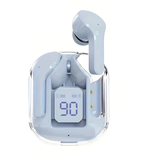 Cascos inalámbricos bluetooth, cuatro micrófonos con cancelación de ruido ENC, sonido HiFi, Auriculares inalambricos deportivos In-Ear, Pantalla LED muestra la batería, duración de carga 20H (AZUL)