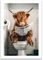 ARTFAVES® Poster - Kuh auf Toilette | Wanddeko Wandbild Badezimmer Toilette WC Bad Witzig | ohne Rahmen | 30 x 40 cm