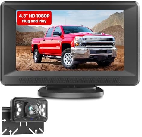 AHD 1080P Reversing Camera: Easy Install Plug-play No-Delay Super Night Vision with 6 LED Rear View Camera, IP69K Waterproof Reverse Cameras Kit for Car Vans Truck Pickup SUV