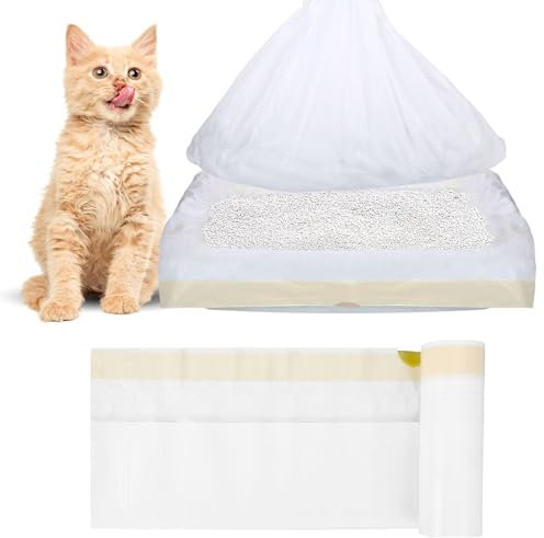 58 * 35 cm Katzenklo Beutel 20 Stück – M Reißfeste Katzenklo Tüten mit Zugband, Extra Starke Müllbeutel für Katzentoilette, Hygienische Einlagen für Katzenklo Mülleimer