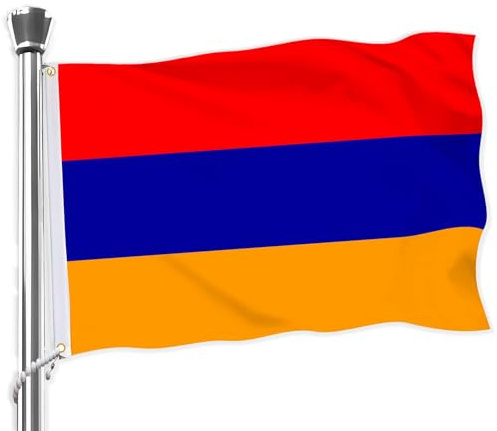 Armenia Armenien Flagge, große 3x5 FT armenische Flagge, 36x60 Zoll große digitale doppelt gedruckte langlebige 75D dicke Polyester Dekorationen mit 2 Messing Grommet