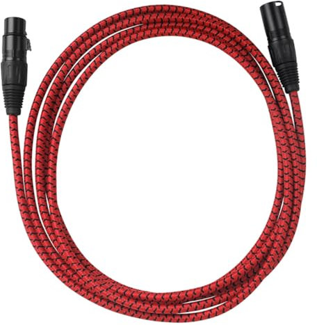 ERINGOGO 3 Guitar Cable Microphone Splitter Stereo Cable To Microphone Cable Headphones with Mic Real Tone Cable Male to Male Audio Cable Condenser Microphone Y Cable Radio Red Nylon Thread