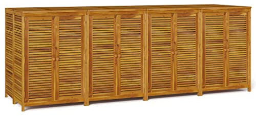 SDWEHO7 Holz Gartenschrank, Outdoor Schrank wetterfest, Geräteschrank mit Doppeltür, Terrassenschrank, Balkonschrank, Gerätehaus, 280x87x104 cm Massivholz Akazie