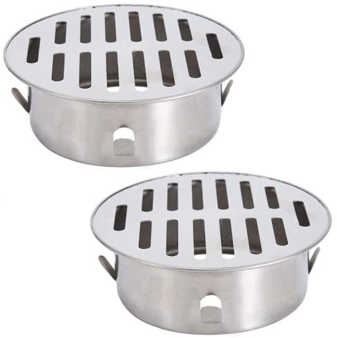 2 Stück Runder Edelstahl Bodenablauf Ø 10 cm Abnehmbarer Bodenablauf Filter Anti Blockierender Edelstahl Bodenablauf Dusche Abdeckung für Abflussrohr im Freien Dachbalkon(110Flat)