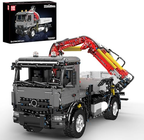 Mould King Technik Kran LKW - MOC APP Fernbedienung Motorisierter Baufahrzeug-Transporter klemmbausteine Bausatz mit Pneumatik Kran und 11 Motoren für Kinder ab 14 Jahren/Erwachsene (3767 Teile+)