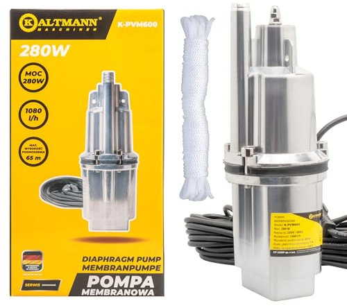 Kaltmann Tauchpumpe K-PVM600 230V | Tiefbrunnenpumpe & Druckpumpe mit 10 m Kabel | Flachsaugend & Oberansaugung | Kompakte elektrische Brunnenpumpe 60 m Förderhöhe | Aluminium Gehäuse