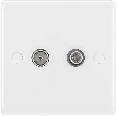 BG 865 Moulded Round Edge | White | 2 Gang Satellite TV Socket Outlet