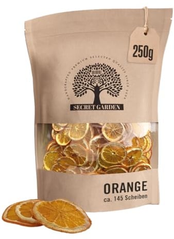 GOLDBERG Secret Garden Orange - getrocknete Orangenscheiben, 250g | Luftgetrocknete Orangenscheiben als Cocktail Deko und Garnitur, für Aperitife, Tee und Drinks, Naturprodukt ohne Zusätze