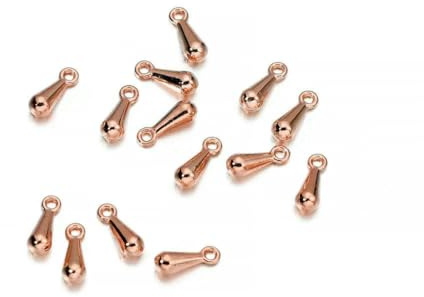 200pcs/ lot 2 * 7 3 * 9mm Gold Copper Water Drop End Beads for DIY Extender Chain Pendant Jewelry Making Findings Accessories-Rose Gold-3 x 9 mm