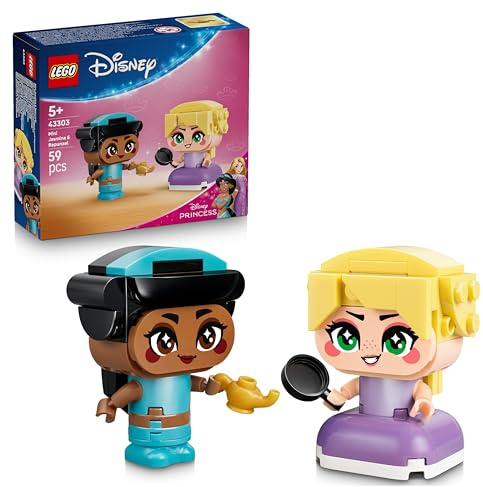LEGO | Princesas Disney Mini Jasmine y Rapunzel - 2 Mini Muñecas y Accesorios Inc. Lámpara Mágica y Sartén de Juguete - Regalo o Detalle de Cumpleaños para Niñas de 5+ Años y Fans - 43303