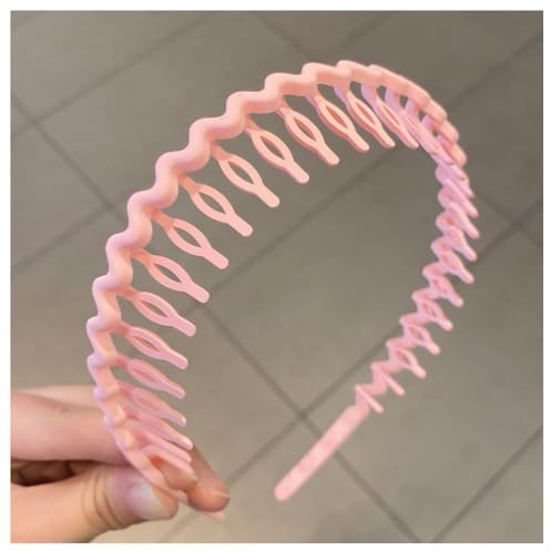 Hrlace 2 Stück Zickzack Haarreif Haifischzahn Haarkamm Haarband Gewellte Stirnband Wellenförmige Haarreifen Rutschfest Stirnbänder für Damen Mädchen Make Up Sport Fitness Tägliches Rosa