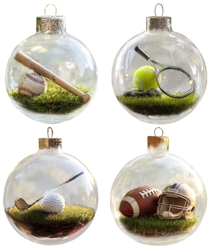 Qkbuza Sport-Feiertags-Ornament 4 Stück Hängender 3D-stereoskopische -Weihnachtskugel Sportdekorationen, Urlaub, Party, Gastgeschenk